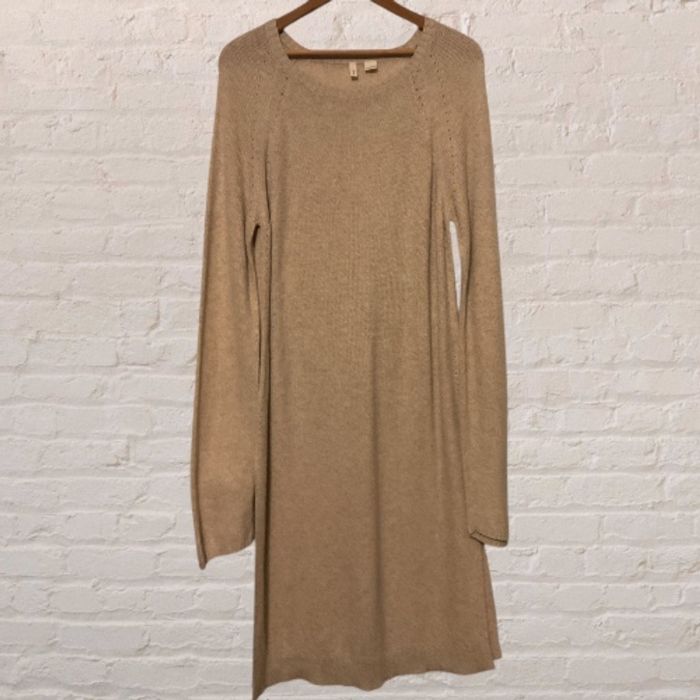 Women’s MOTH Anthropologie Oatmeal Knit Sweater Dress | Size L | Cashmere Blend